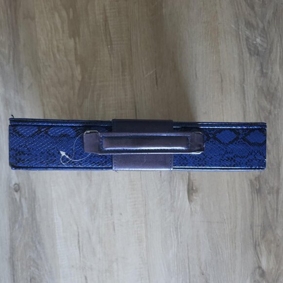 Blue snake print wild python makeup case multi-functional bag with mirror insert - Picture 2 of 3